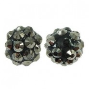 Resin rhinestone shamballa bead 10x12mm Dark anthracite